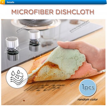 Kitchen Cleaning Dishwashing Kain dishcloth Double-Sided Rag Feece Tebal Thickened Oil-Free Absorbent