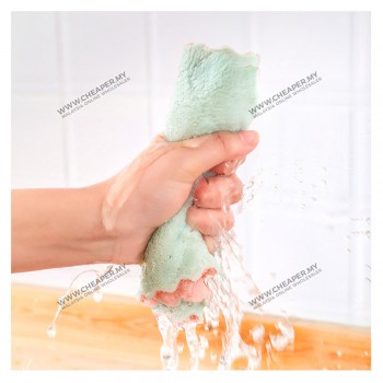 Kitchen Cleaning Dishwashing Kain dishcloth Double-Sided Rag Feece Tebal Thickened Oil-Free Absorbent