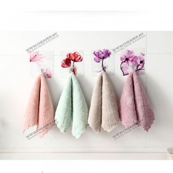 Kitchen Cleaning Dishwashing Kain dishcloth Double-Sided Rag Feece Tebal Thickened Oil-Free Absorbent