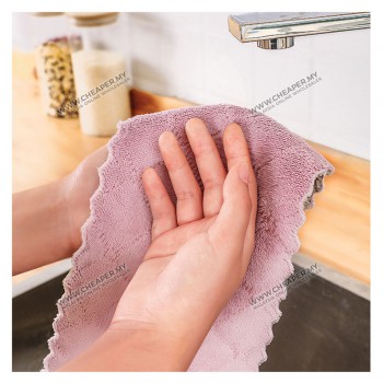 Kitchen Cleaning Dishwashing Kain dishcloth Double-Sided Rag Feece Tebal Thickened Oil-Free Absorbent