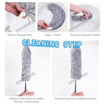 Duster NEW 254cm Long Microfiber Duster with Bendable Extension Pole Ceiling Kipas Brush Head Easy Washable