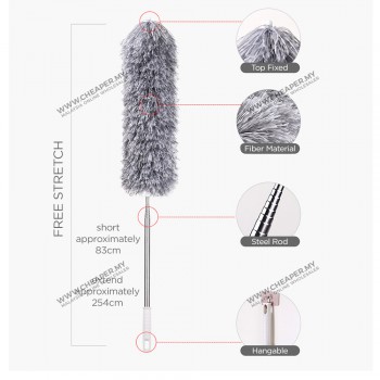 Duster NEW 254cm Long Microfiber Duster with Bendable Extension Pole Ceiling Kipas Brush Head Easy Washable