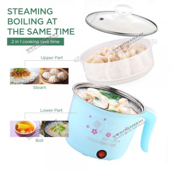 1.8L Multifunction Mini Electric Stainless Steel Hot Pot Frying Pan Cooker Cooking Memasak Periuk Panas