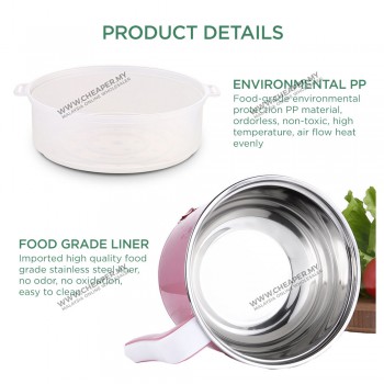 1.8L Multifunction Mini Electric Stainless Steel Hot Pot Frying Pan Cooker Cooking Memasak Periuk Panas