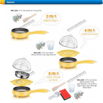 Multifunction Electric Mini Non-Stick Frying Pan Steam Boil Cooker Rice Sarapan Breakfast All Day Meal