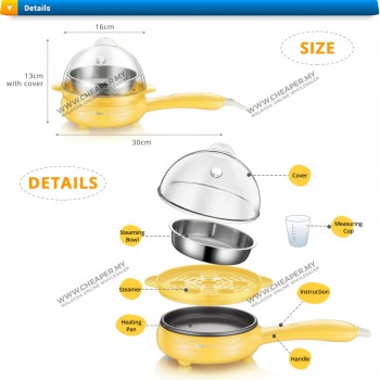 Multifunction Electric Mini Non-Stick Frying Pan Steam Boil Cooker Rice Sarapan Breakfast All Day Meal