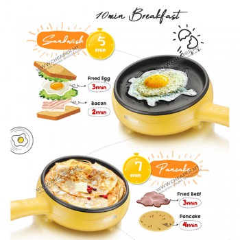 Multifunction Electric Mini Non-Stick Frying Pan Steam Boil Cooker Rice Sarapan Breakfast All Day Meal