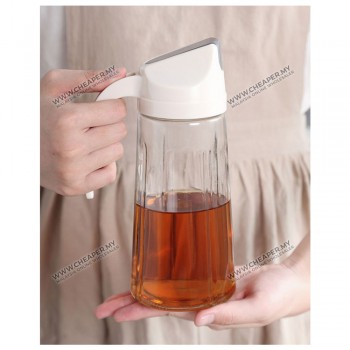 Flip Cover Glass Oil Minyak Bottle Cooking Dispenser Storage Bottle Botol Seasoning Sauce Vinegar Liquid