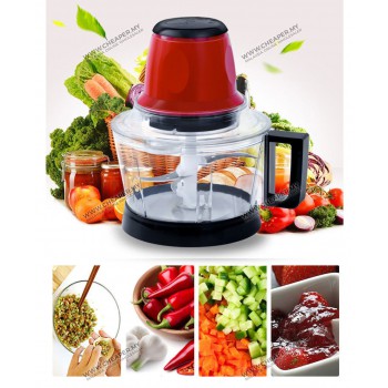 3L Powerful Stainless Steel Electric Mixer Food Chopper Pencincang Makanan Meat Grinder Pengisar Machine