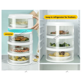 Keep Your Food Warm! New Sliding Door Food Cover Home Kitchen Transparent Stackable Food Insulation Cover 