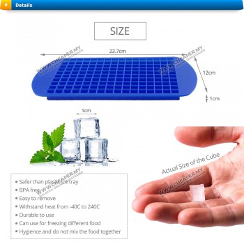 160 Ice Cube Frozen Maker Mold Tray Silicone Silikon Dulang Ais Batu Home Kitchen Tool Square Shape Bentuk Segi Empat