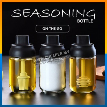 250ml Glass Seasoning Bottle with Spoon for Condiment Spice Oil Honey Jar bottle Home Kitchen