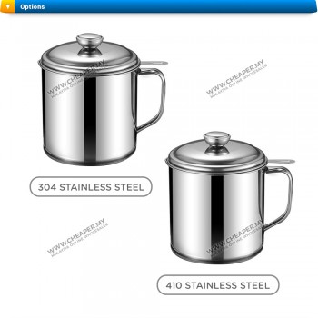 Large Capacity 1.2L 304 410 Stainless Steel Oil Pot with Filter Minyak Storage Grease Strainer Container