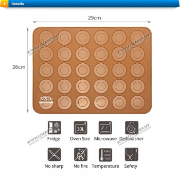 Silicone 30 Macaroon Mat Mold Sheet Tray Mold Baking Pastry Oven Baking Pelapik Acuan Pad Hole Oven Baking