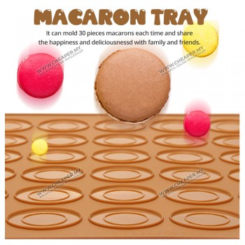 Silicone 30 Macaroon Mat Mold Sheet Tray Mold Baking Pastry Oven Baking Pelapik Acuan Pad Hole Oven Baking