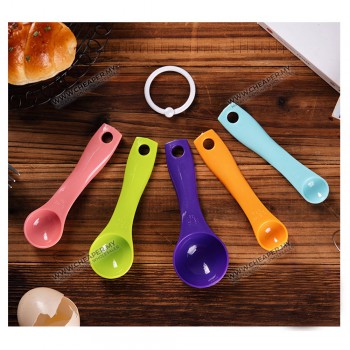 Colourful 5pcs Measuring Spoon Scale Measuring Cup Powder Auantitative Baking (1ML 2.5ML 5ML 7.5ML 15ML)