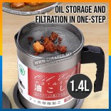 Large Capacity 1.4L Stainless Steel Oil Pot Filter Oil Storage Minyak Storage Grease Oil Strainer Container