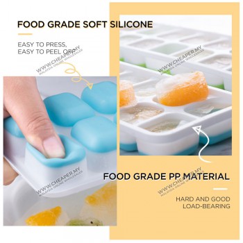 14/21 Ice Cube Tray With Cover Silicone Mould Frozen Maker Mold Tray Silicone Silikon Dulang Ais Batu Home