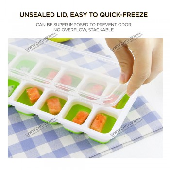 14/21 Ice Cube Tray With Cover Silicone Mould Frozen Maker Mold Tray Silicone Silikon Dulang Ais Batu Home