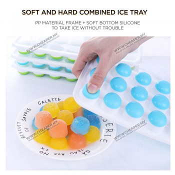 14/21 Ice Cube Tray With Cover Silicone Mould Frozen Maker Mold Tray Silicone Silikon Dulang Ais Batu Home