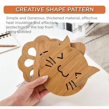 Wooden Table Mat Coaster Alas Meja Kayu Pelapis Kayu Anti-Heat Hot Pot Table Place Mat Anti-Slip Pad