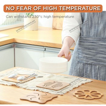 Wooden Table Mat Coaster Alas Meja Kayu Pelapis Kayu Anti-Heat Hot Pot Table Place Mat Anti-Slip Pad