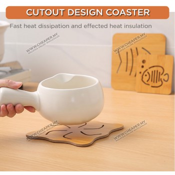 Wooden Table Mat Coaster Alas Meja Kayu Pelapis Kayu Anti-Heat Hot Pot Table Place Mat Anti-Slip Pad