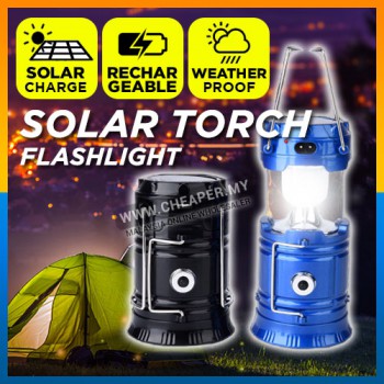 [CLEARANCE] Solar Rechargeable for Outdoor Indoor Camping Hiking Torch Light LED