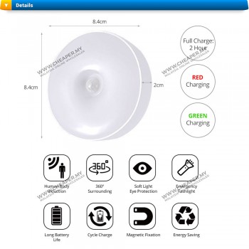 Rechargeable Sensor Light Wireless Body Induction Lamp Motion Sensor USB charging LED Night Warm White