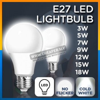 LED Bulb E27 Lamp Light LED Bulb Spotlight Mentol Lampu Home Living Cold White 3W 5W 7W 9W 12W 15W 18W