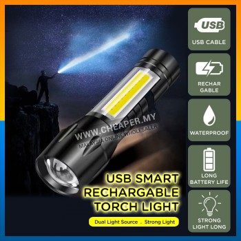 USB Rechargeable Torch Light Lampu Picit XPE+COB Dual Lights 1000LM Lampu Suluh Camping Hiking Trekking