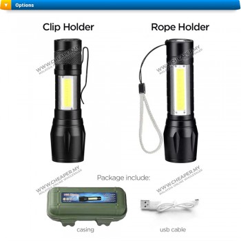 USB Rechargeable Torch Light Lampu Picit XPE+COB Dual Lights 1000LM Lampu Suluh Camping Hiking Trekking