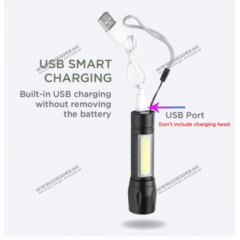 USB Rechargeable Torch Light Lampu Picit XPE+COB Dual Lights 1000LM Lampu Suluh Camping Hiking Trekking