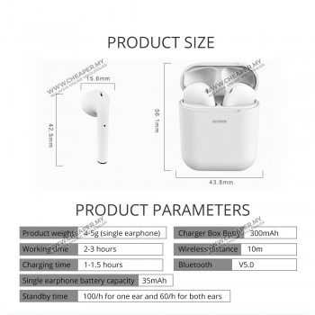 Macaroon inpod i12 12 TWS Earphone Bluetooth 5.0 Wireless Stereo Alat Dengar Earbuds Headset with Mic