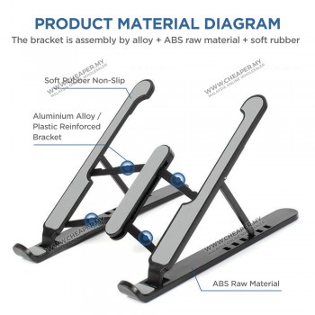 Adjustable Foldable Laptop Stand Non Slip Holder Besi Pemegang Adjustment Foldable Desktop Dilipat Holder