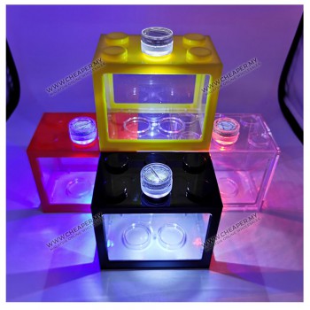 Fighting Fish Mini Aquarium Fighting Cylinder LED Building Block Fish Tank Spider Fish Sea Ikan Breeding