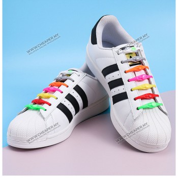 Lazy Laceless Silicone Shoe Fasteners 12 or 14 straps Tali Kasut All Sneaker Children Adult Shoe