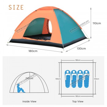 2-Door Waterproof Automatic Rapid Outdoor Camping Tent Fast Pop Up Tent Pop Up 3/4 person Tent Khemah Askar